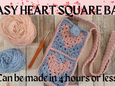 Easy Beginner friendly heart granny square bag tutorial - can be made in 4 hours or less