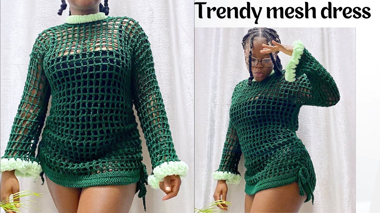 Easy Mesh Dress Tutorials. how to crochet trendy mesh mini dress