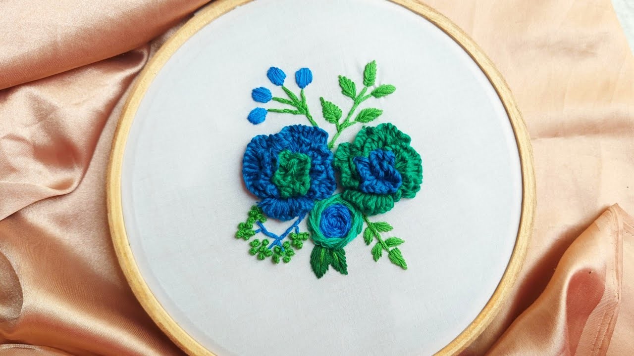 Embroidery - 3d Roses Embroidery  Tutorial | Snowy Rose |