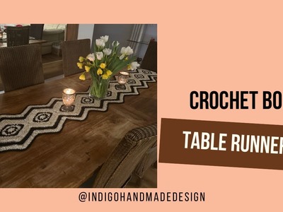 How to crochet a Boho Table Runner CROCHET TUTORIAL WITH GRANNY SQUARES AND CHEVRON STITCH