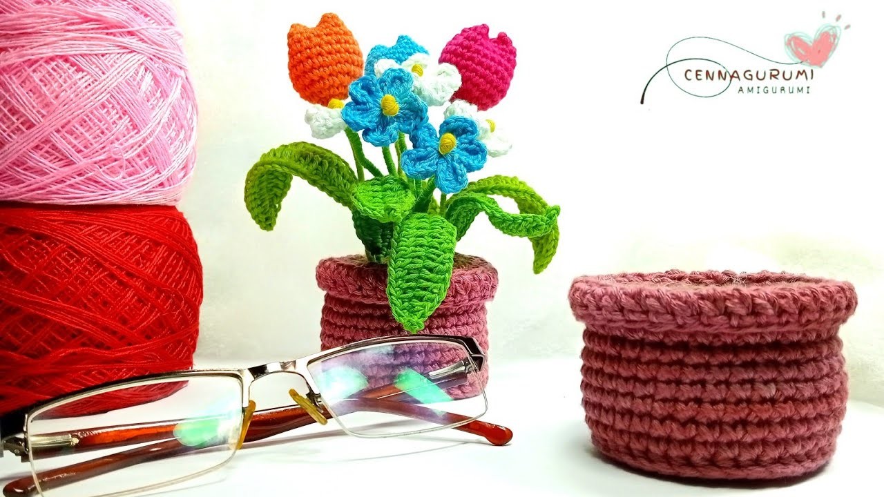 How to Crochet a Flower Pot And Soil For Beginners || Crochet Pot For Flowers