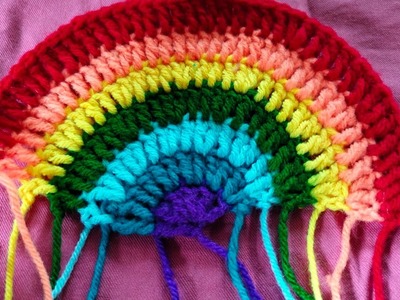 #how to crochet a rainbow ???? coaster for beginners full tutorial in englishsubtitles. watch subscribe