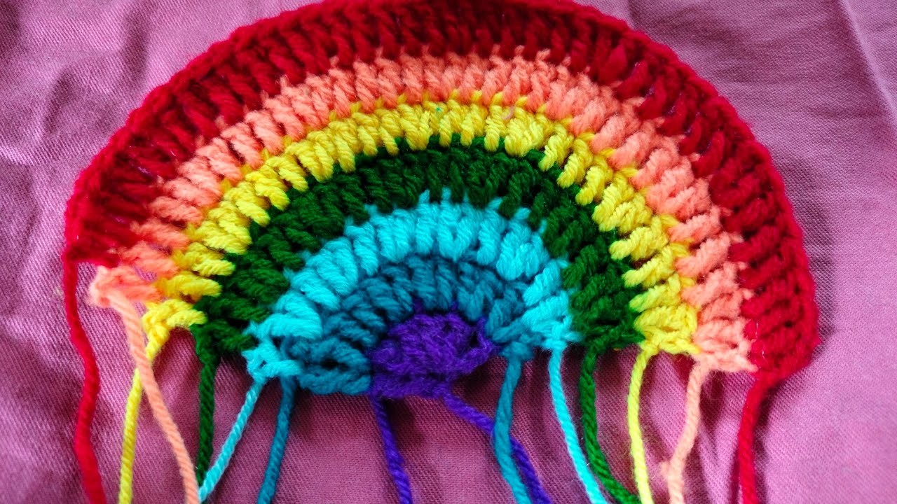#how to crochet a rainbow ???? coaster for beginners full tutorial in englishsubtitles. watch subscribe