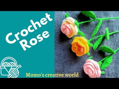How to crochet a Rose ll Crochet Flowers ll Beginner Friendly crochet Rose Tutorial Flower Bouquet ????