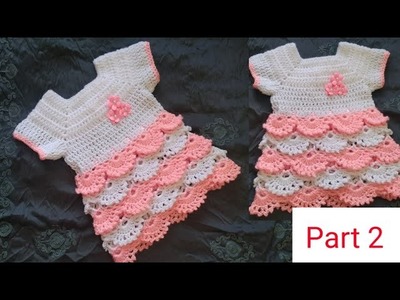 How to crochet a fan.frill.layered frock for 6-12 months baby in Malayalam with English subtitles