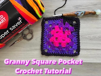 HOW TO: Crochet Granny Square. Cardigan Pocket - CROCHET TUTORIAL - TIPS AND TRICKS