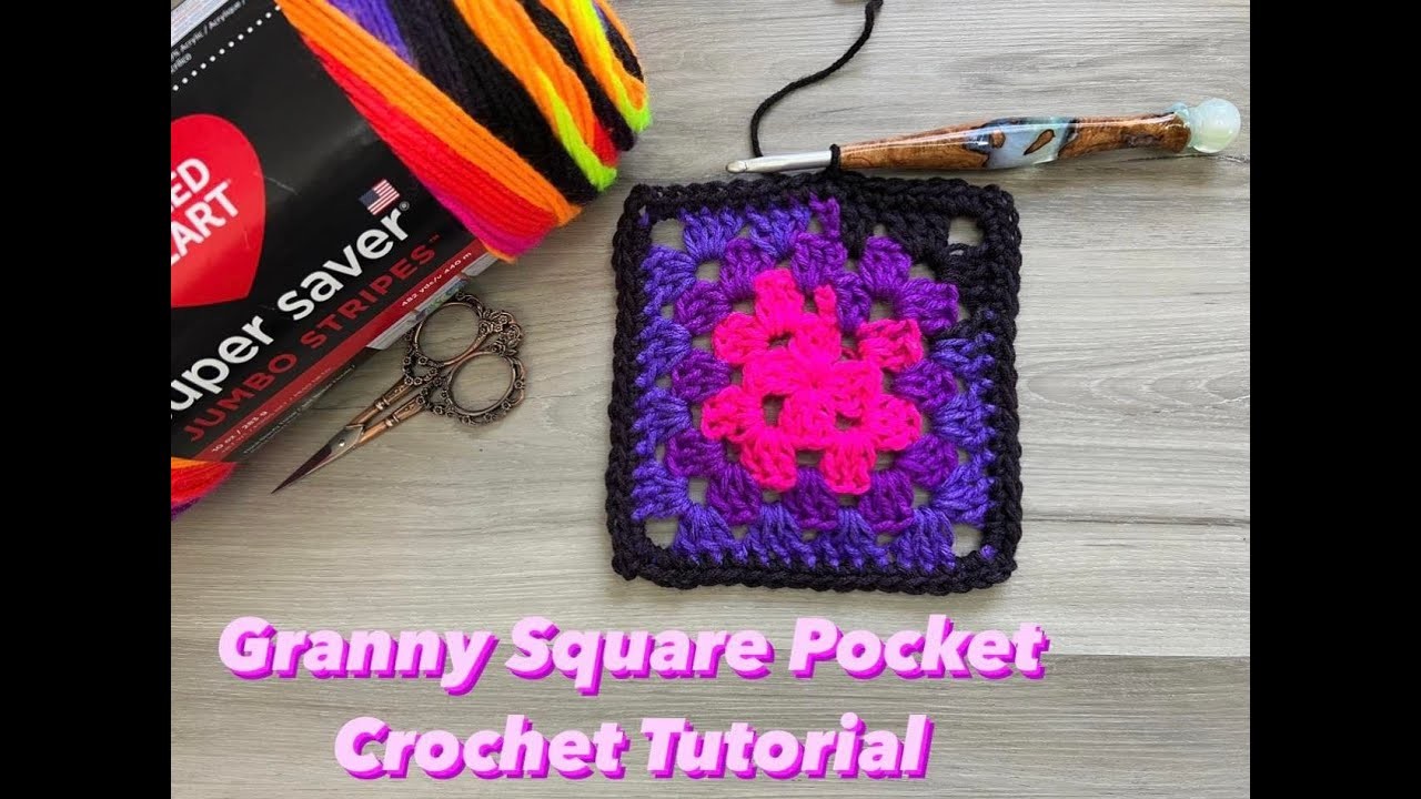HOW TO: Crochet Granny Square. Cardigan Pocket - CROCHET TUTORIAL - TIPS AND TRICKS