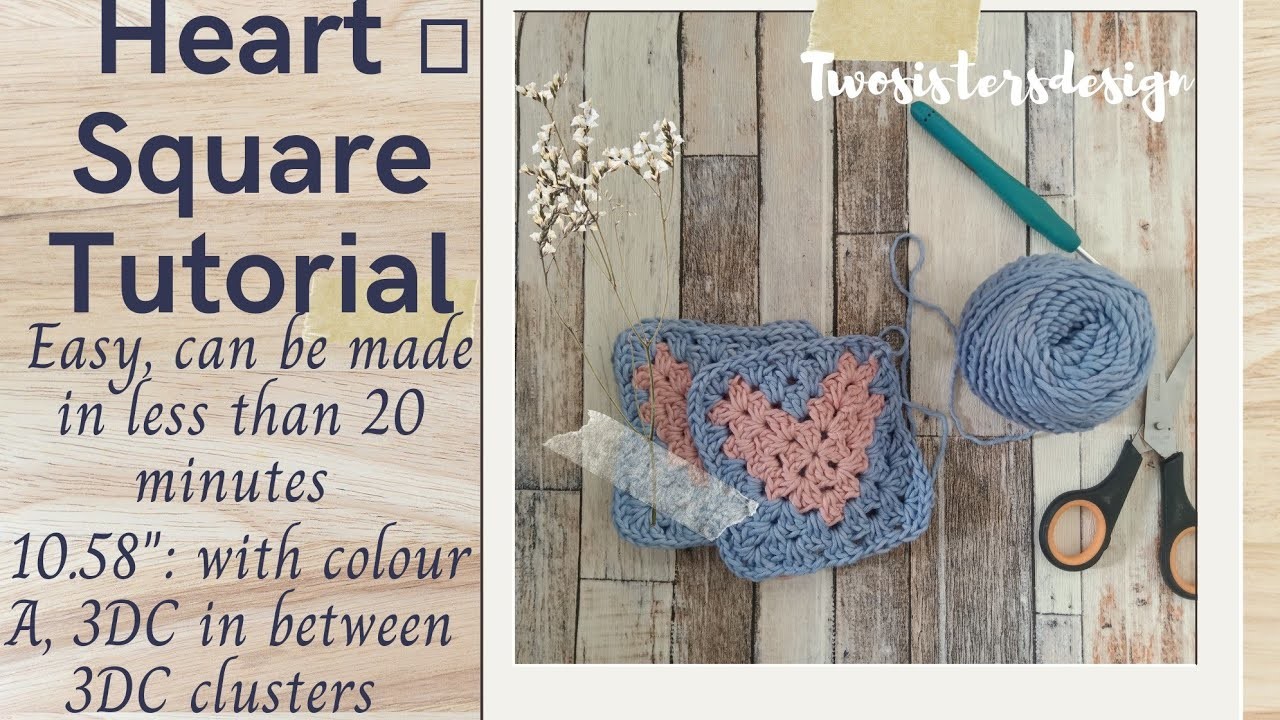 How to crochet heart granny square tutorial