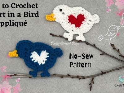 How to Crochet Heart in a Bird Appliqué