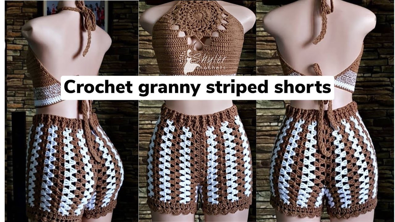 How to crochet shorts tutorial for beginners. crochet granny striped shorts