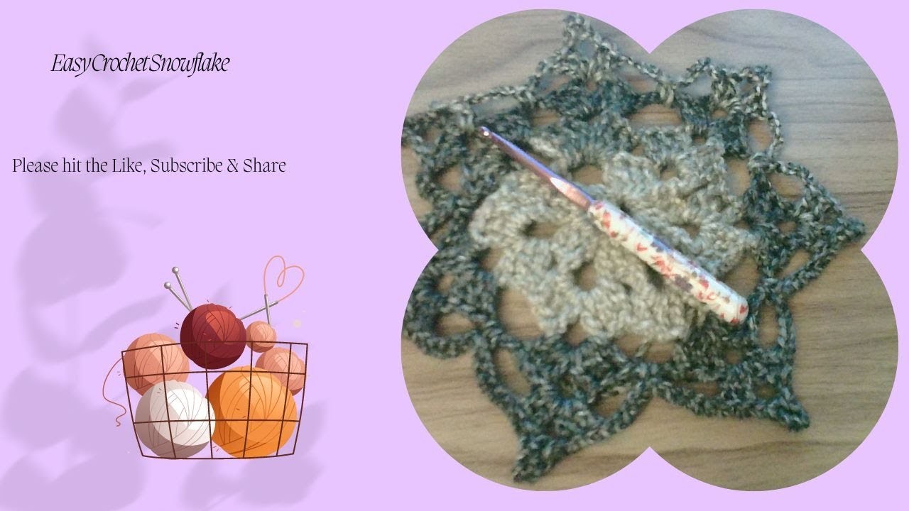 Left handed. How to crochet a snowflake. Easy beginner tu.