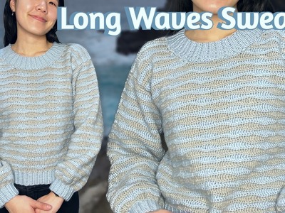 Long Waves Sweater Crochet Tutorial | Long Wave Stitch | Crochet Wavy Sweater