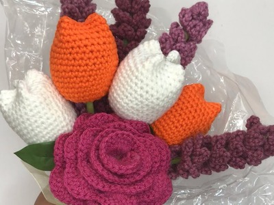 Mira cómo hice ramo de flores a ganchillo ????how to crochet a flower bouquet (beginner tutorial)