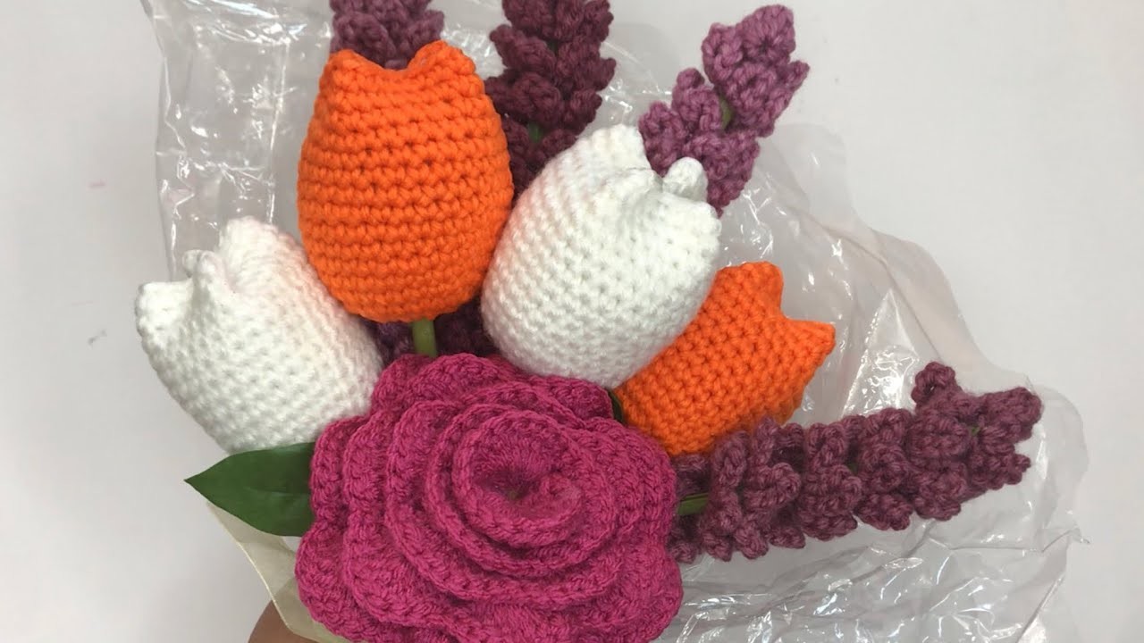 Mira cómo hice ramo de flores a ganchillo ????how to crochet a flower bouquet (beginner tutorial)