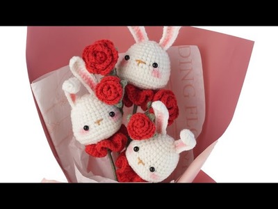 Rabbit Bouquet-7：How to crochet little large rose？