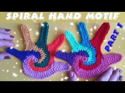 Seamless Spiral Hand Motif - PART 1 ????️ Spiral crochet Palm ✋ Crochet Coaster ????️Five Colors yarn