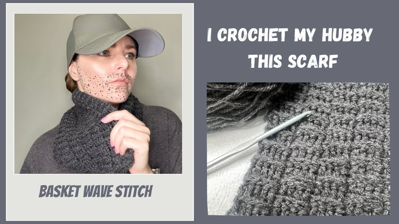 Step by step tutorial on creating a manly Crochet Scarf using the Basket Wave Stitch.