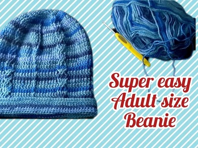 Super easy crochet beanie for adult size step by step full tutorial for beginners #crochet