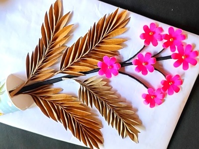 CARDBOARD REALISTIC LEAVES WALL HANGING CRAFT IDEA | Beautiful paper wall hanging craft | DIY CRAFT