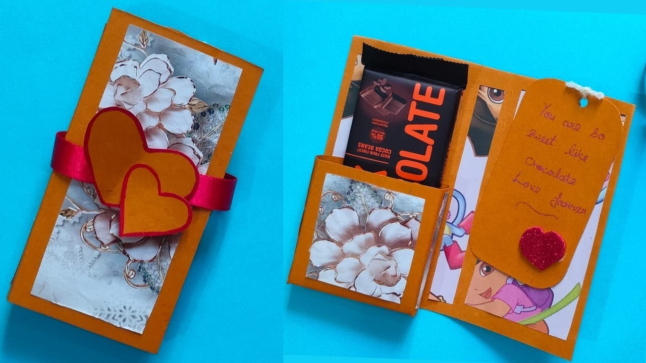 DIY Chocolate Day Gift Idea.surprise gift box for birthday, anniversary, valentines.card making idea