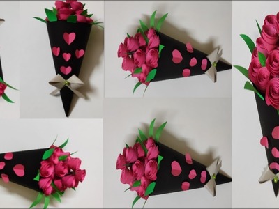 DIY Paper Flower Bouquet. Birthday Gift Ideas. Flower Bouquet Making At Home