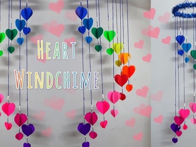 DIY Paper Heart Wind Chime ????.chandelier. Valentines day decoration ideas