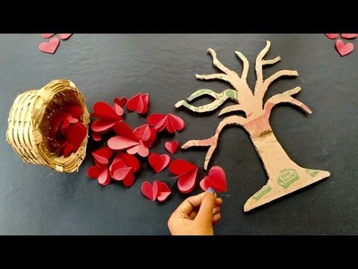 DIY Tree style paper heart wall hanging.Valentine's day gift ideas.Valentine's day crafts.DIY