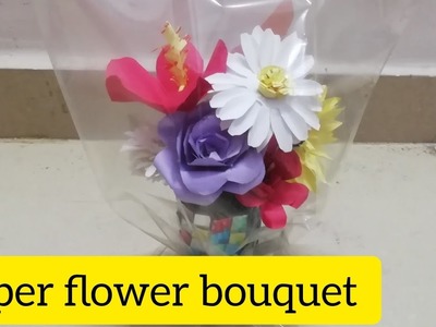 Flower bouquet using paper |diy paper flower bouquet #diyflowers #paperflowerscrafts #origamiflower