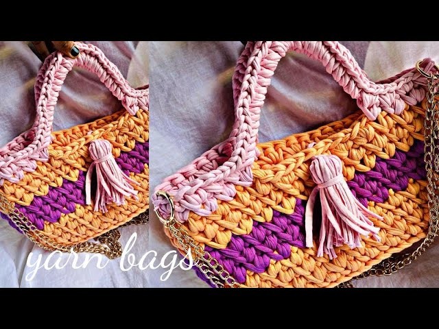 Hand bag with t shirt yarn … simple design