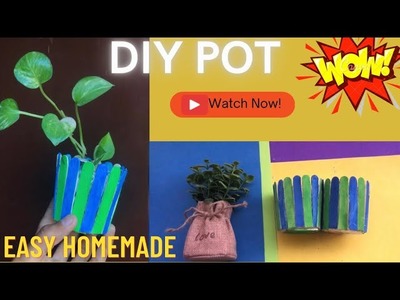 How to make a creative plant pot ????? #diy #diycrafts #creative #popsticks #youtubeshorts #videos