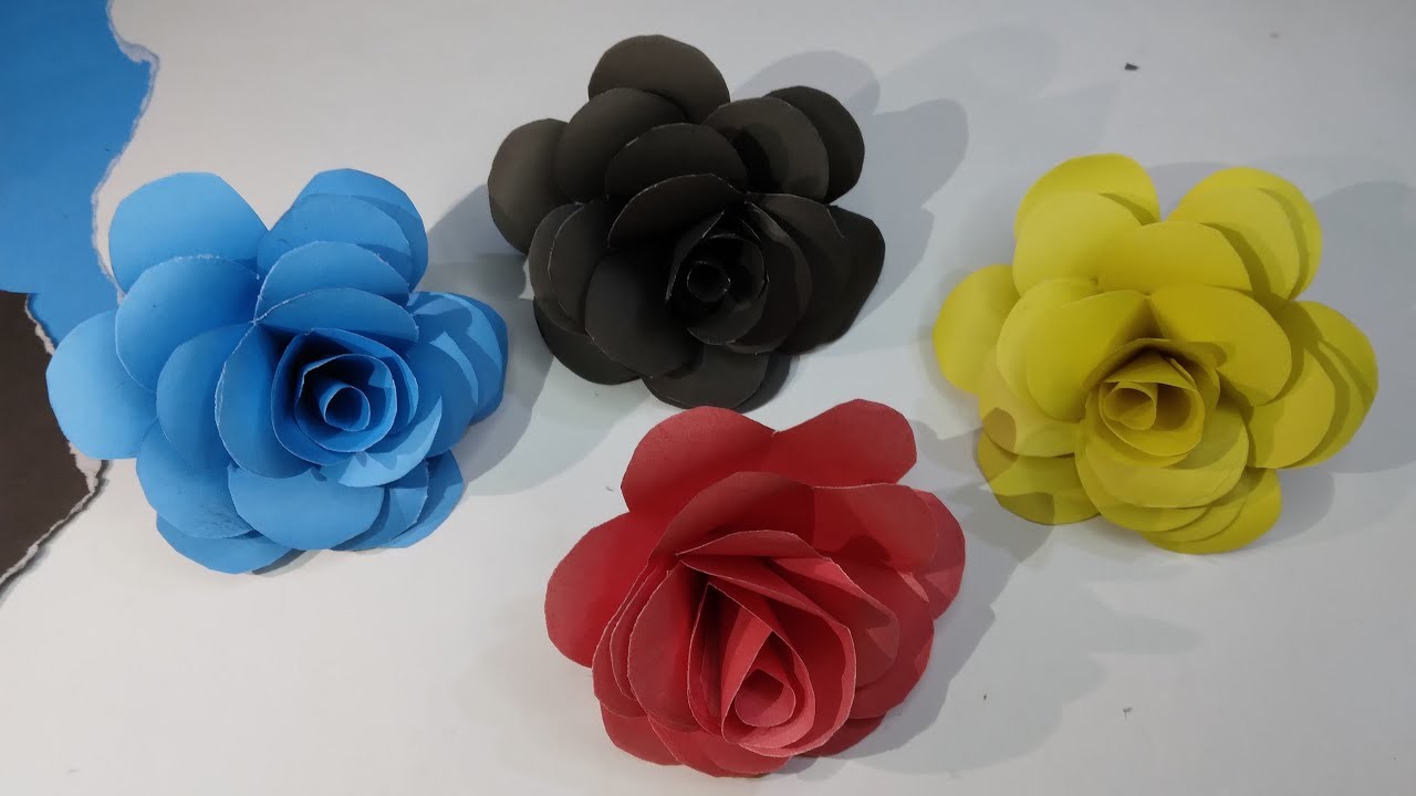 How to make best Realistic Easy paper Roses | paper rose handicraft.how to make flowers with paper