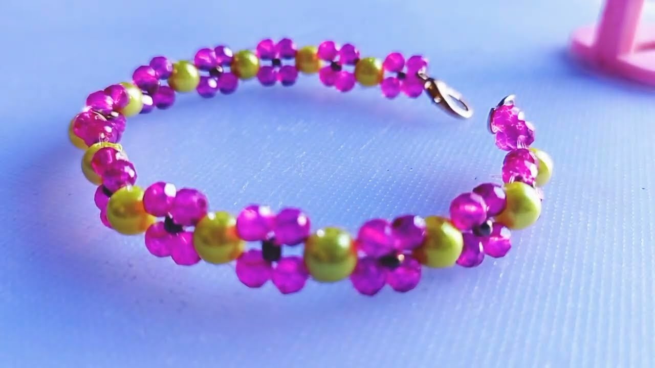 How To Make Crystal Beaded Lightweight Jewellery ||Hand Made Beaded Bracelet Tutorial || Diy