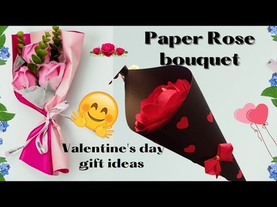 How to Make Paper Rose for Valentine's day | DIY Beautiful Paper Rose making for Rose Day | Bouquet