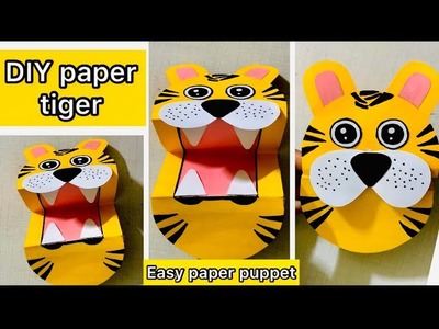 How to make Tiger Puppet || Paper tiger ???? puppet || Easy paper craft for beginners ||