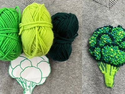 Making a Broccoli with Felt and Yarn on clothes