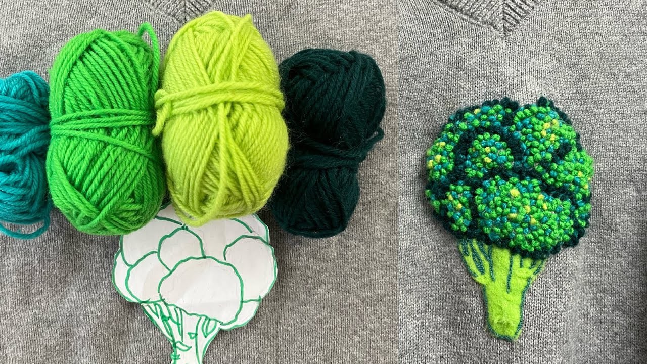 Making a Broccoli with Felt and Yarn on clothes