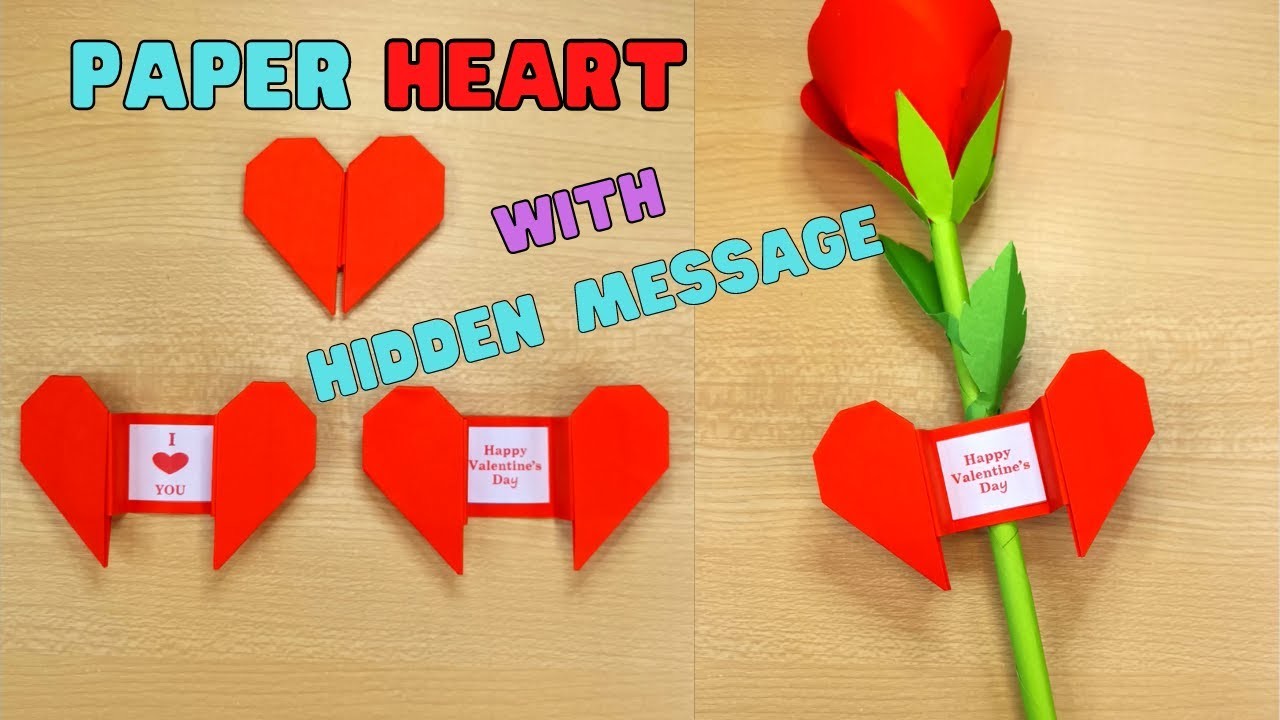 Paper Heart With Hidden Message- Origami Heart For Valentines Day. Mothers Day