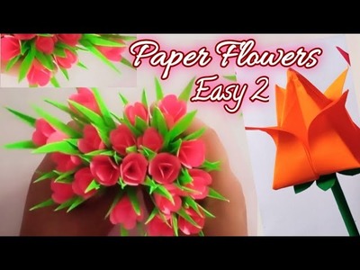 Simple Paper Flowers #24 | 2 super easy paper flowers | Origami paper flowers | Paper flowers