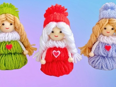 SO CUTE to make the Dolls. ❤️️ Minimum Material EASY to Make ⭐ DIY Dolls with Yarn.