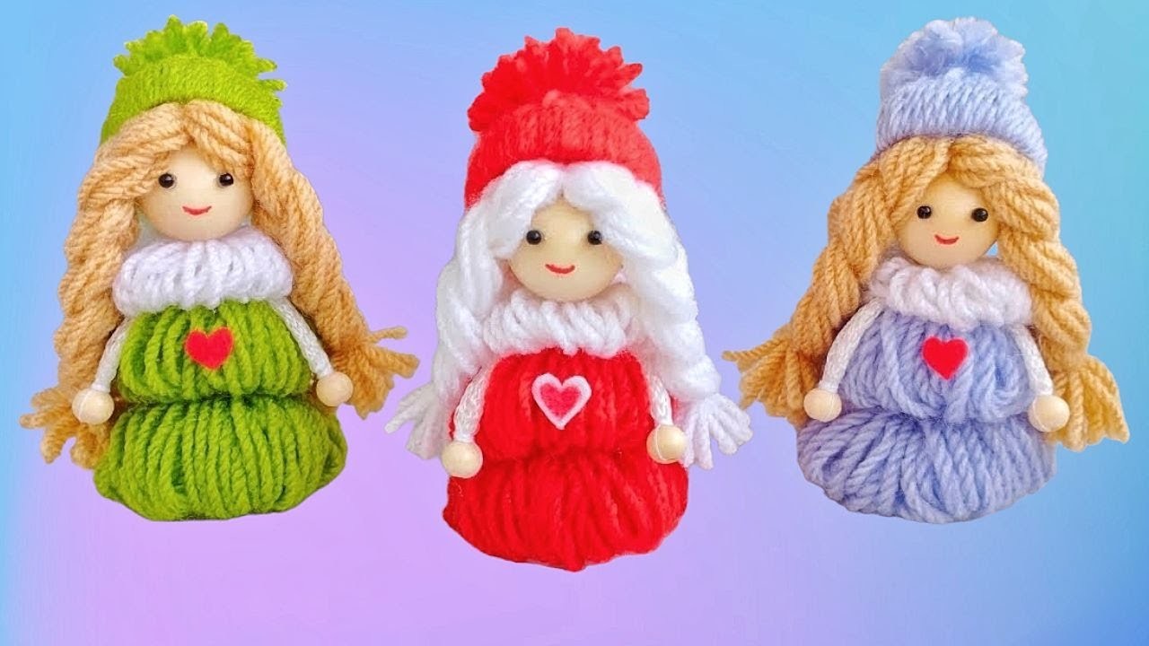 SO CUTE to make the Dolls. ❤️️ Minimum Material EASY to Make ⭐ DIY Dolls with Yarn.