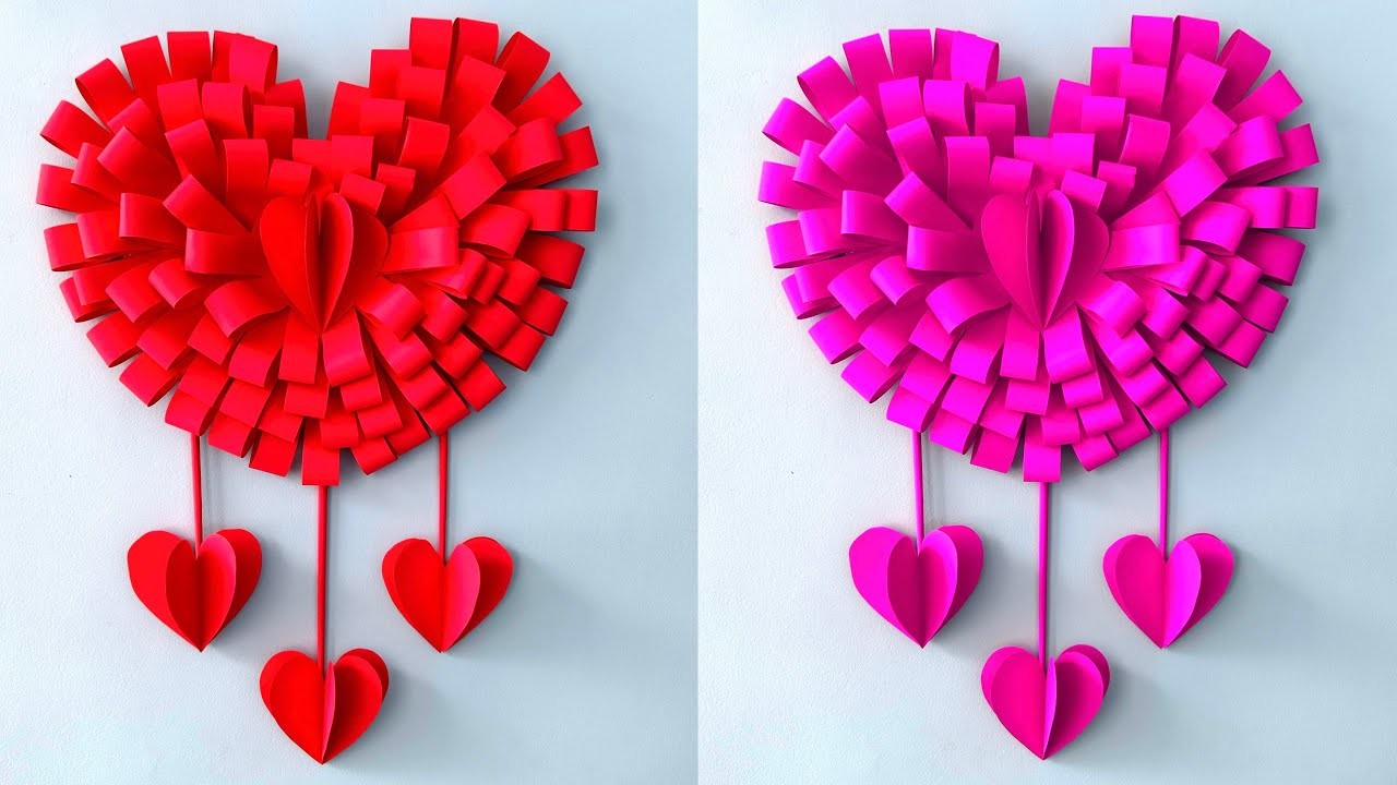 2 Easy Valentines day special paper craft. Heart Wall Hanging Ideas. unique diy home decoration