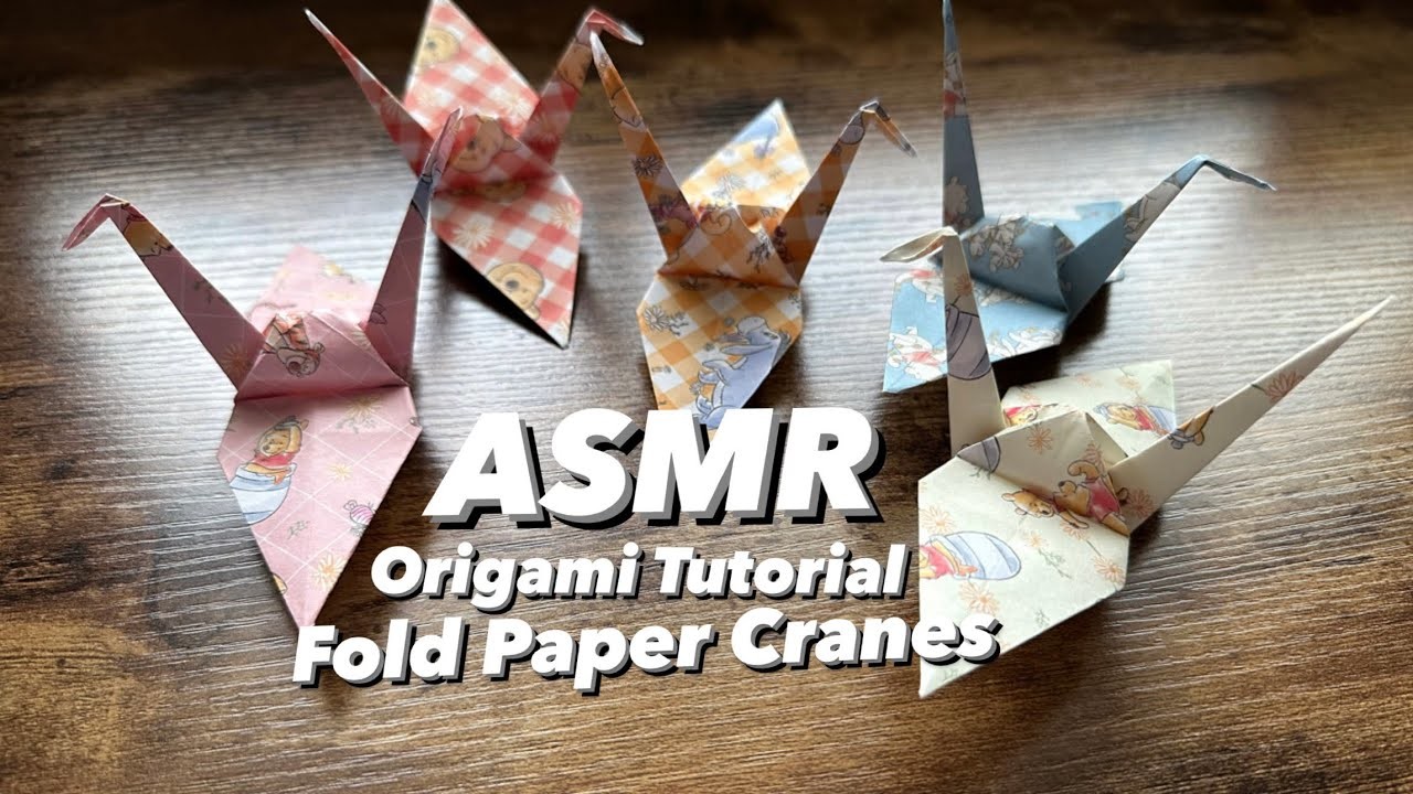 Asmr Origami - How to Fold Origami Paper Crane (no talking) Paper Crinkle Sounds