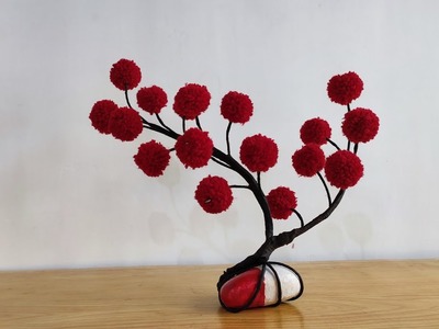 Beautiful craft ideas with wool- DIY home decor - easy woolen flower making #woolencraft ,#diy