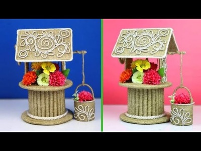 Beautiful Flower Vase Decoration Ideas | DIY Flower Basket With Jute Rope | Jute Rope Flower Pot