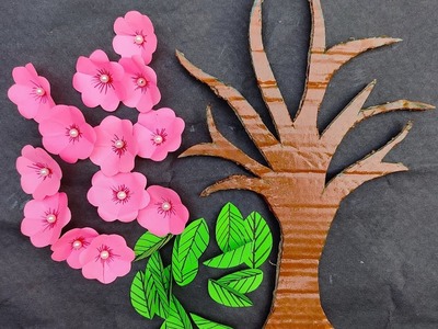 Beautiful Paper Craft Wall Hanging. Tree Flower And Leafs Craft Idea. Wall Decor.