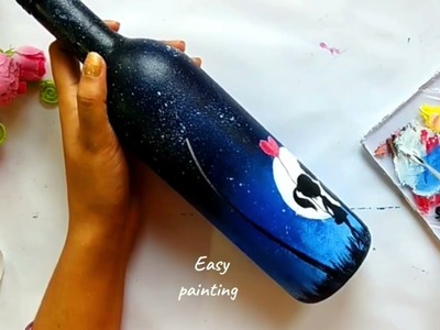 Best bottle painting ideas | DIY Glass bottle painting. Bottle designing Room Decor Projects