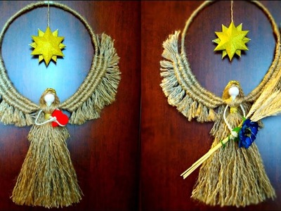 Cool gift ideas, macrame wall art ???? DIY macrame angel from jute. Tutorial how to weave an angel