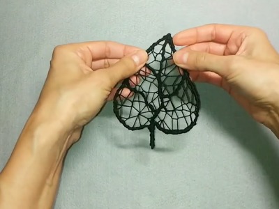 DIY beautiful needlework, hand air embroidery, thread lace leaf. Unusual handicraft, tutorial