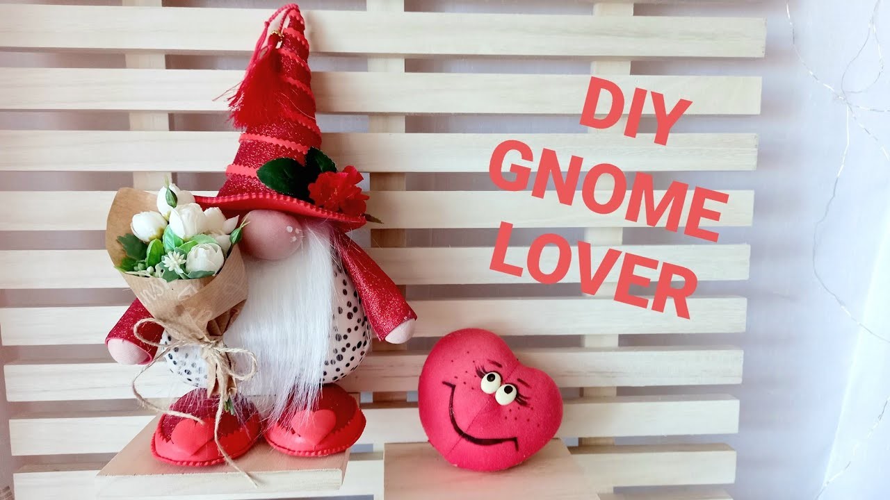 DIY Gnome . Valentine's Day Scandinavian gnome . Styrofoam heart gnome  .