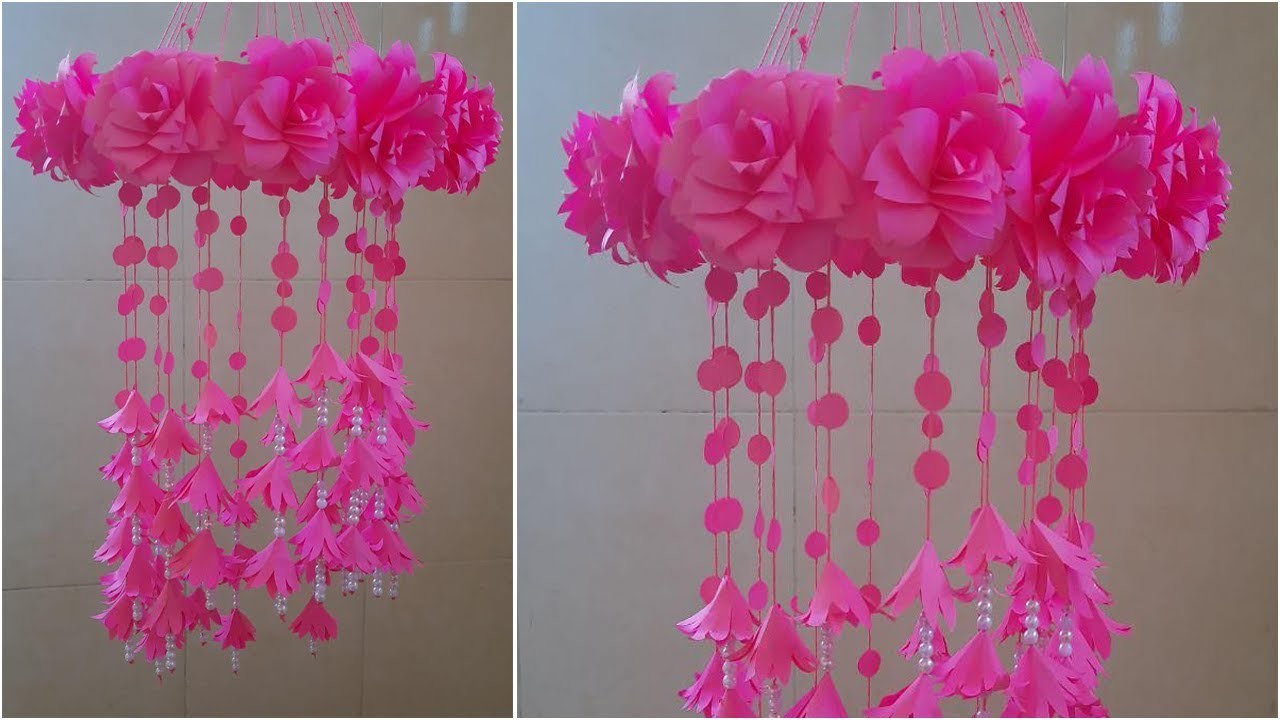 Diy home decor | easy craft idea | hanging flowers on the wall